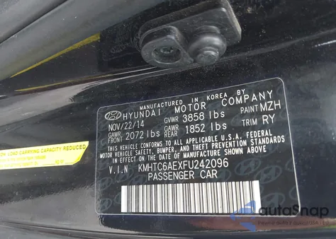 2015 Hyundai Veloster Turbo из США, поврежденный, VIN KMHTC6AEXFU242096